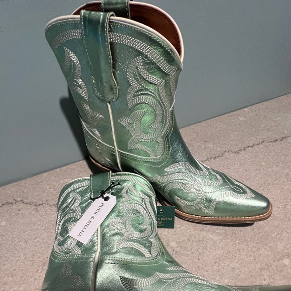 Buck & Brana REGINA LEATHER COWGIRL BOOTS IN MINT IN MULTI - NWT - Sz. 9.5 - Picture 10 of 15
